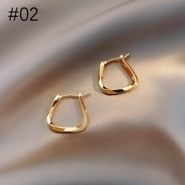 Gold/Silver Metal Hoop Earrings Collection - 图片 5