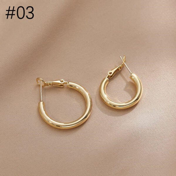 Gold/Silver Metal Hoop Earrings Collection - 图片 6