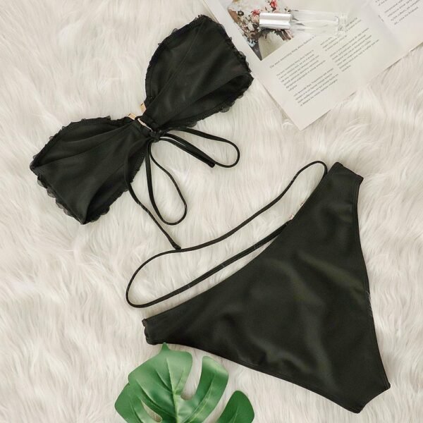 Floral Bandeau Bikini Set - 图片 2