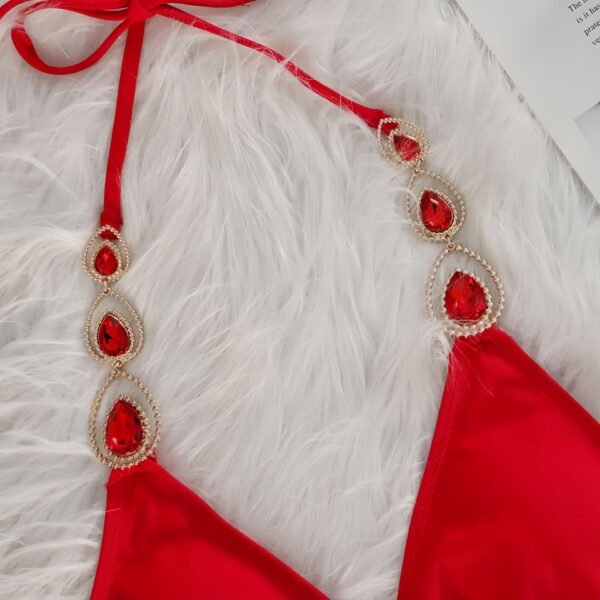 Two Piece Tie Side Rhineston Swimsuit - 图片 3