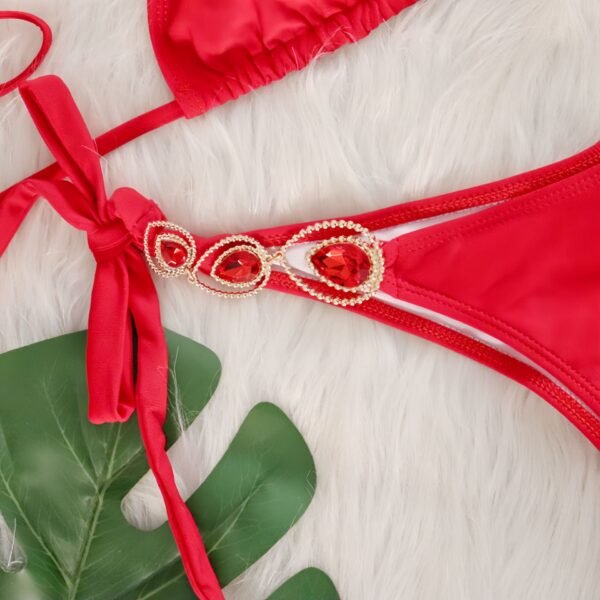 Two Piece Tie Side Rhineston Swimsuit - 图片 4