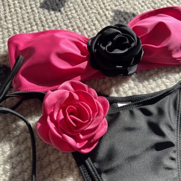 3D Floral Bandeau Bikini – Romantic & Unique Swimwear - 图片 4