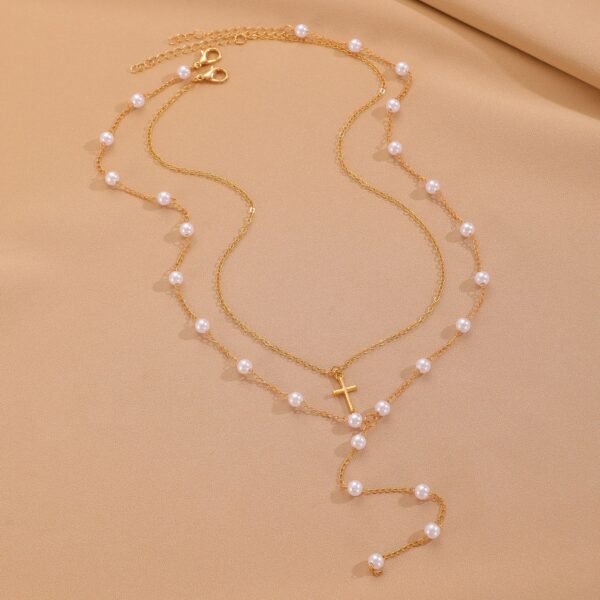 Pearl Cross Bikini Necklace –Swimwear Accessories - 图片 7