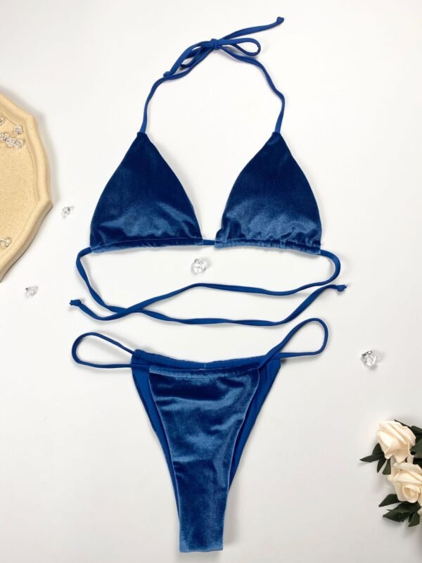 Velvet Tie Side Bikini Set - 图片 4