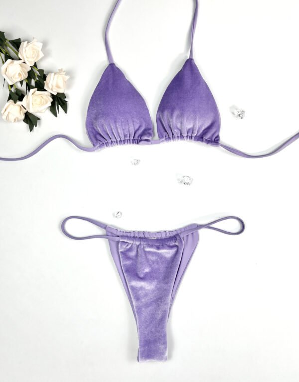 Velvet Tie Side Bikini Set - 图片 6