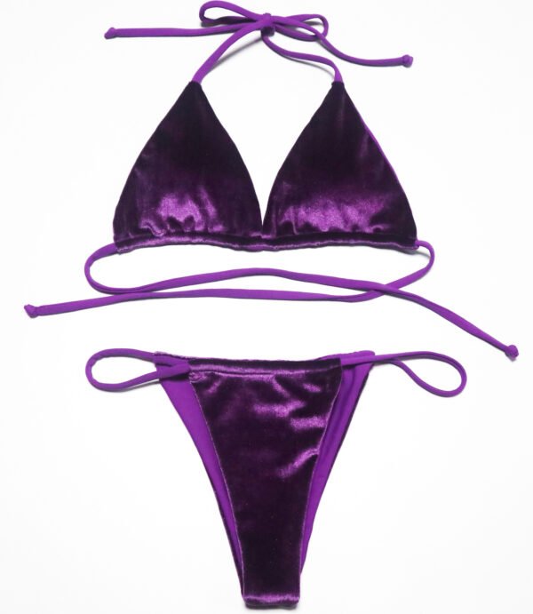 Velvet Tie Side Bikini Set - 图片 7